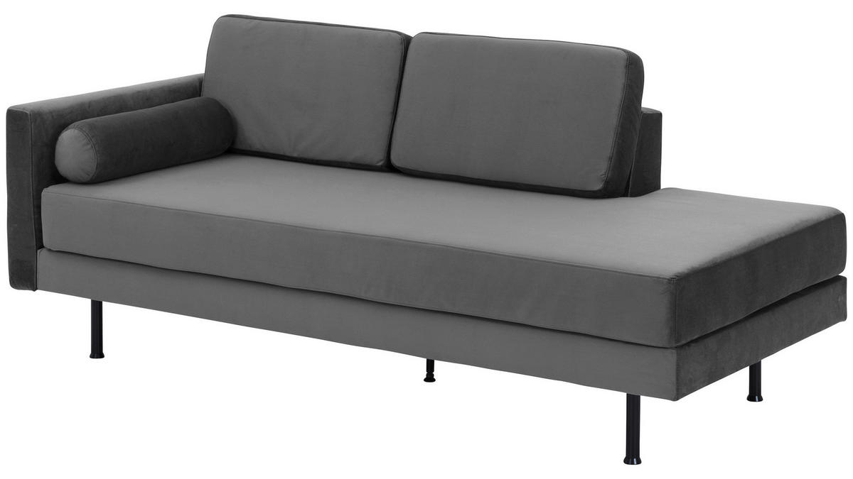 RÉCAMIERE in Velours Anthrazit  - Anthrazit/Schwarz, Design, Textil/Metall (190/87/81cm) - Max Winzer