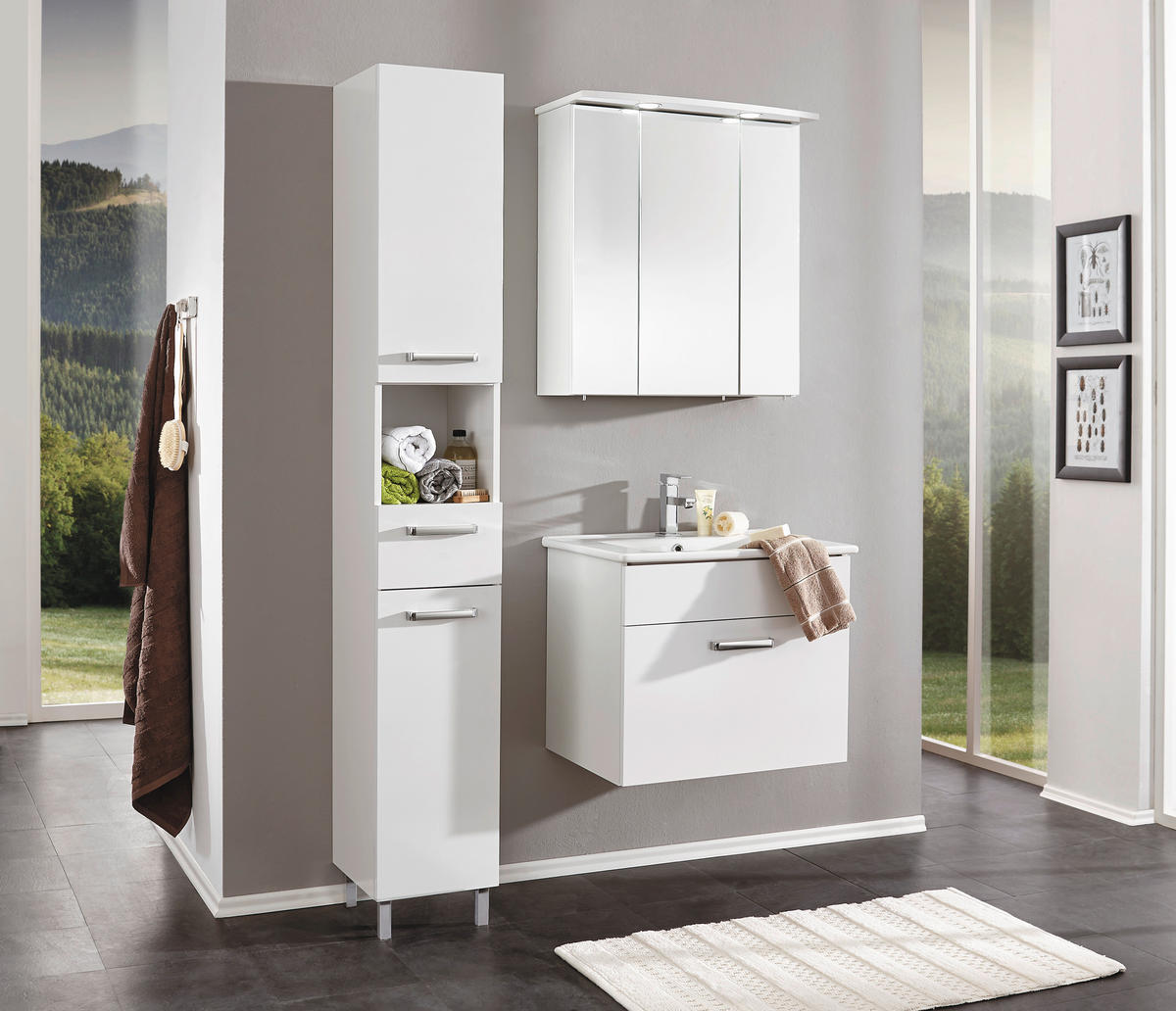 HOCHSCHRANK 30/195,5/33 cm  - Chromfarben/Weiß, Basics, Holzwerkstoff/Metall (30/195,5/33cm) - Xora