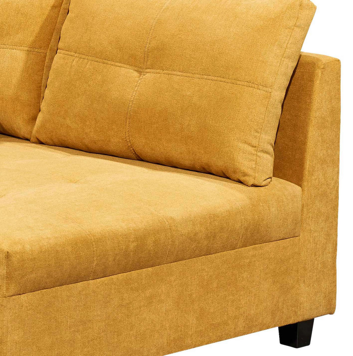 ECKSOFA in Mikrovelours Gelb  - Gelb/Schwarz, Basics, Holzwerkstoff/Kunststoff (248/176cm) - MID.YOU