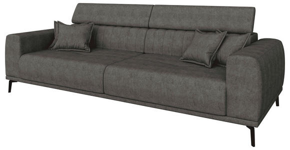 BIGSOFA Webstoff Dunkelgrau  - Dunkelgrau/Schwarz, KONVENTIONELL, Textil/Metall (280/80/110cm) - Carryhome