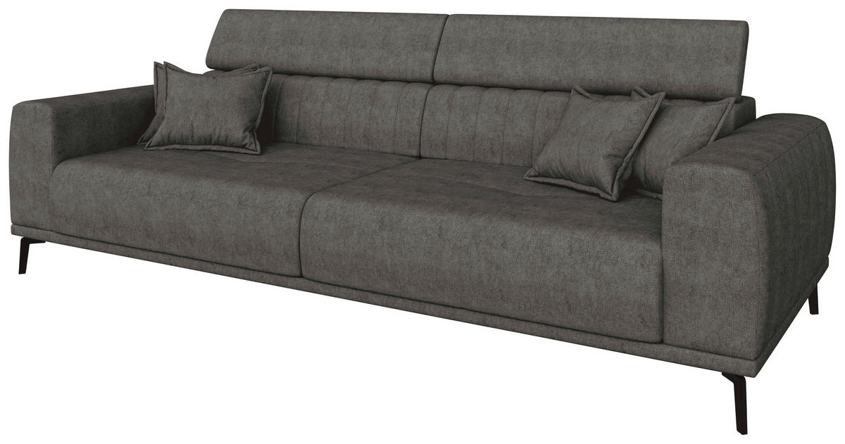 BIGSOFA Webstoff Dunkelgrau  - Dunkelgrau/Schwarz, KONVENTIONELL, Textil/Metall (280/80/110cm) - Carryhome