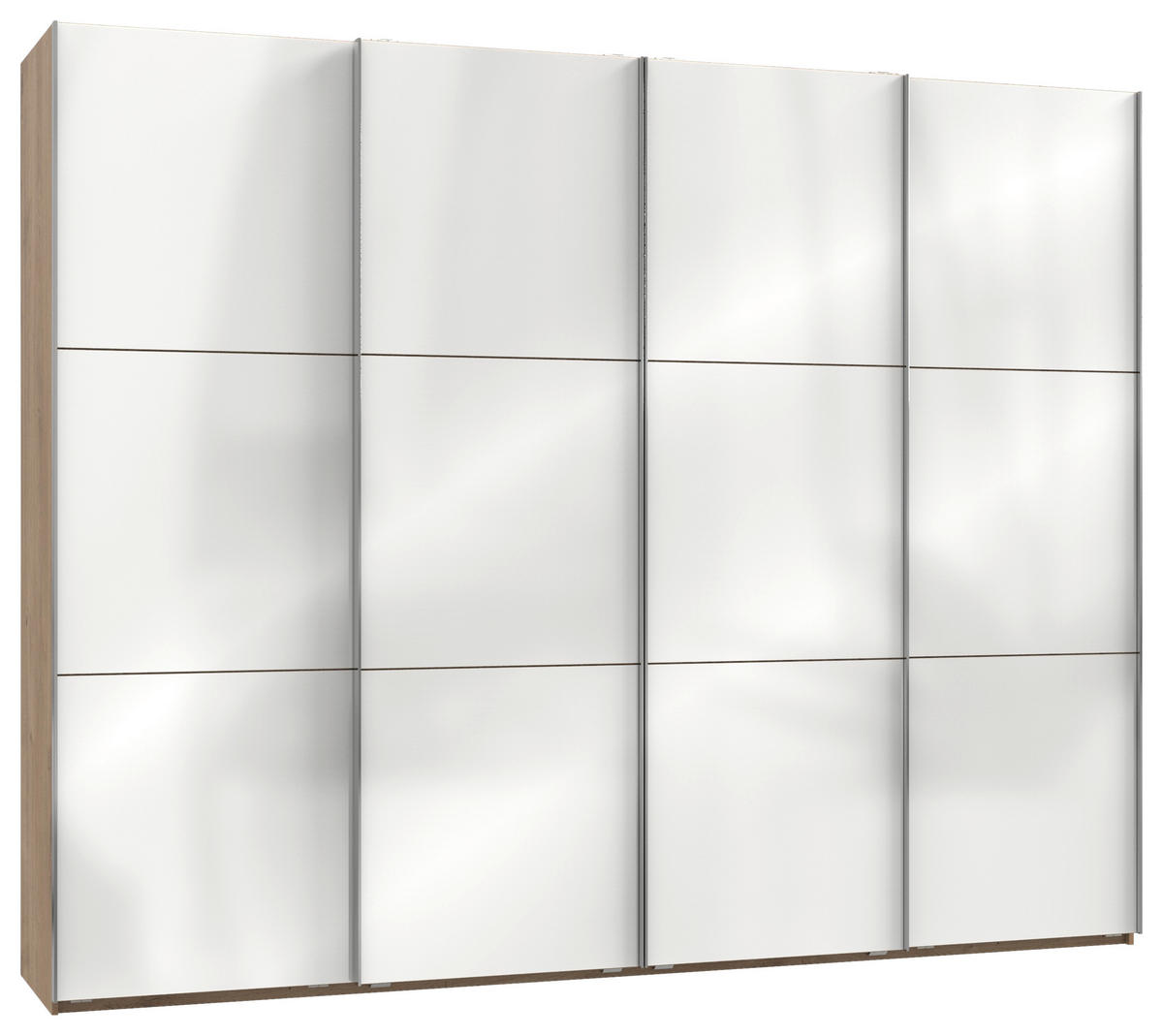 SCHWEBETÜRENSCHRANK in Eichefarben, Weiss  - Chromfarben/Weiss, Modern, Holzwerkstoff (300/236/65cm) - MID.YOU