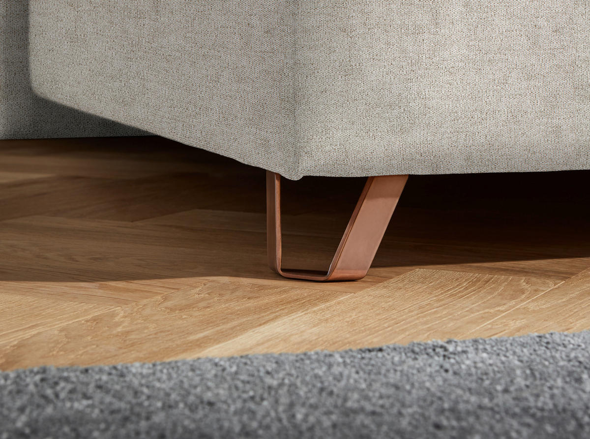BOXSPRINGBETT 200/200 cm  in Beige  - Beige/Kupferfarben, Konventionell, Textil/Metall (200/200cm) - Ambiente