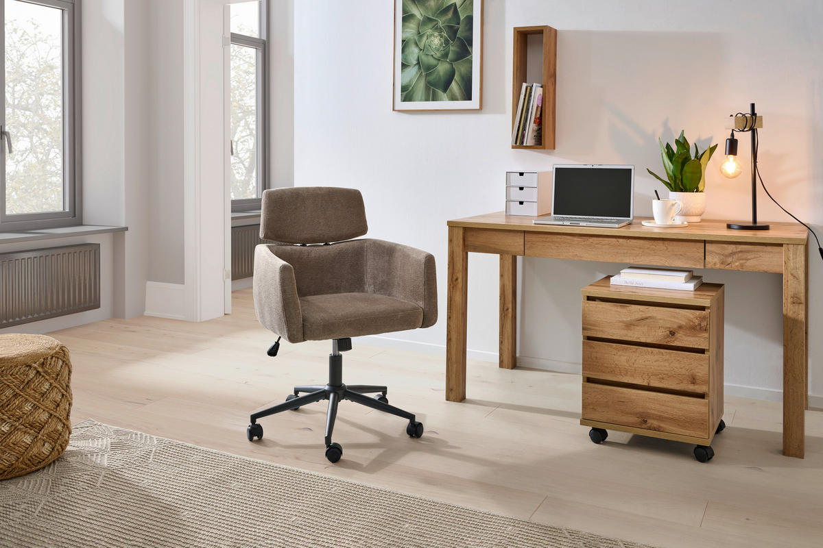 OTOČNÁ ŽIDLE, mikrovlákno, hnědá - černá/hnědá, Moderní, kov/dřevo (62/92/100/63cm) - MID.YOU