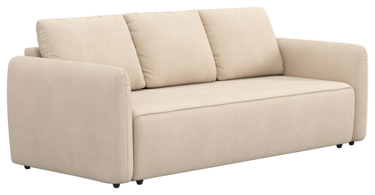 SCHLAFSOFA Chenille Naturfarben  - Schwarz/Naturfarben, Trend, Kunststoff/Textil (222/89/102cm) - MID.YOU