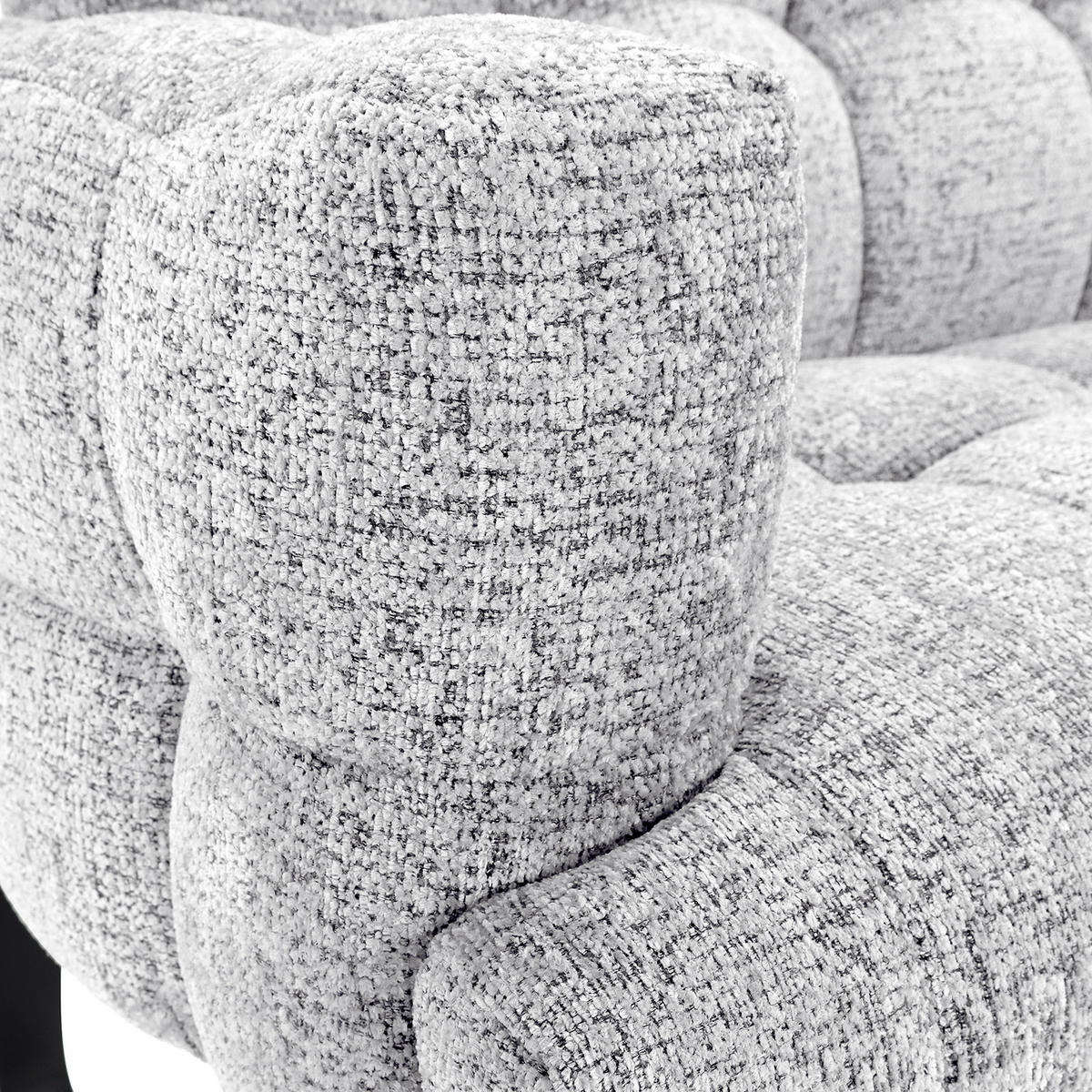 SITZBANK 200/91/78 cm Chenille Weiß Metall  - Schwarz/Weiß, Design, Textil/Metall (200/91/78cm) - Novel