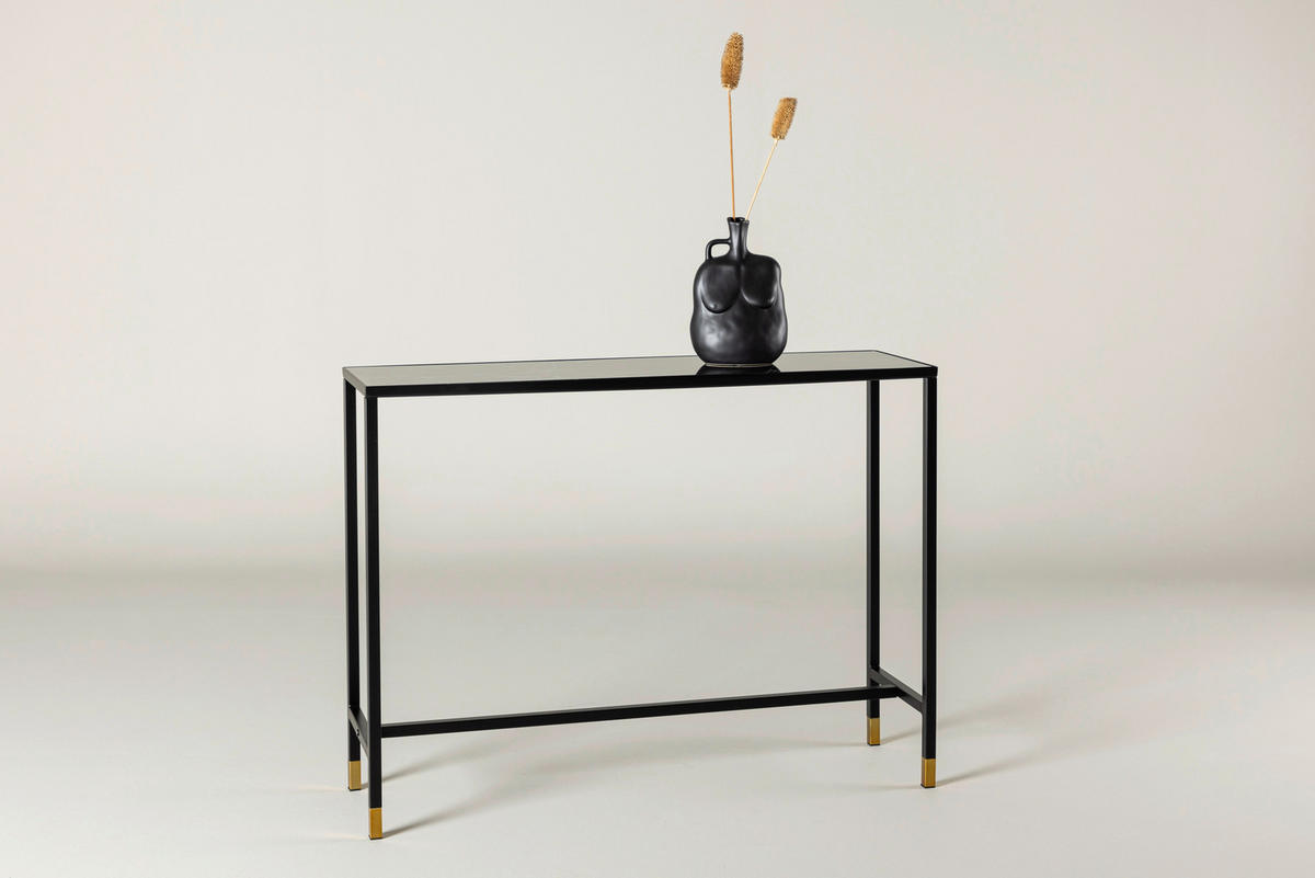 BEISTELLTISCH 100/30/75 cm Schwarz, Messingfarben rechteckig  - Messingfarben/Schwarz, Design, Glas/Metall (100/30/75cm) - Livetastic