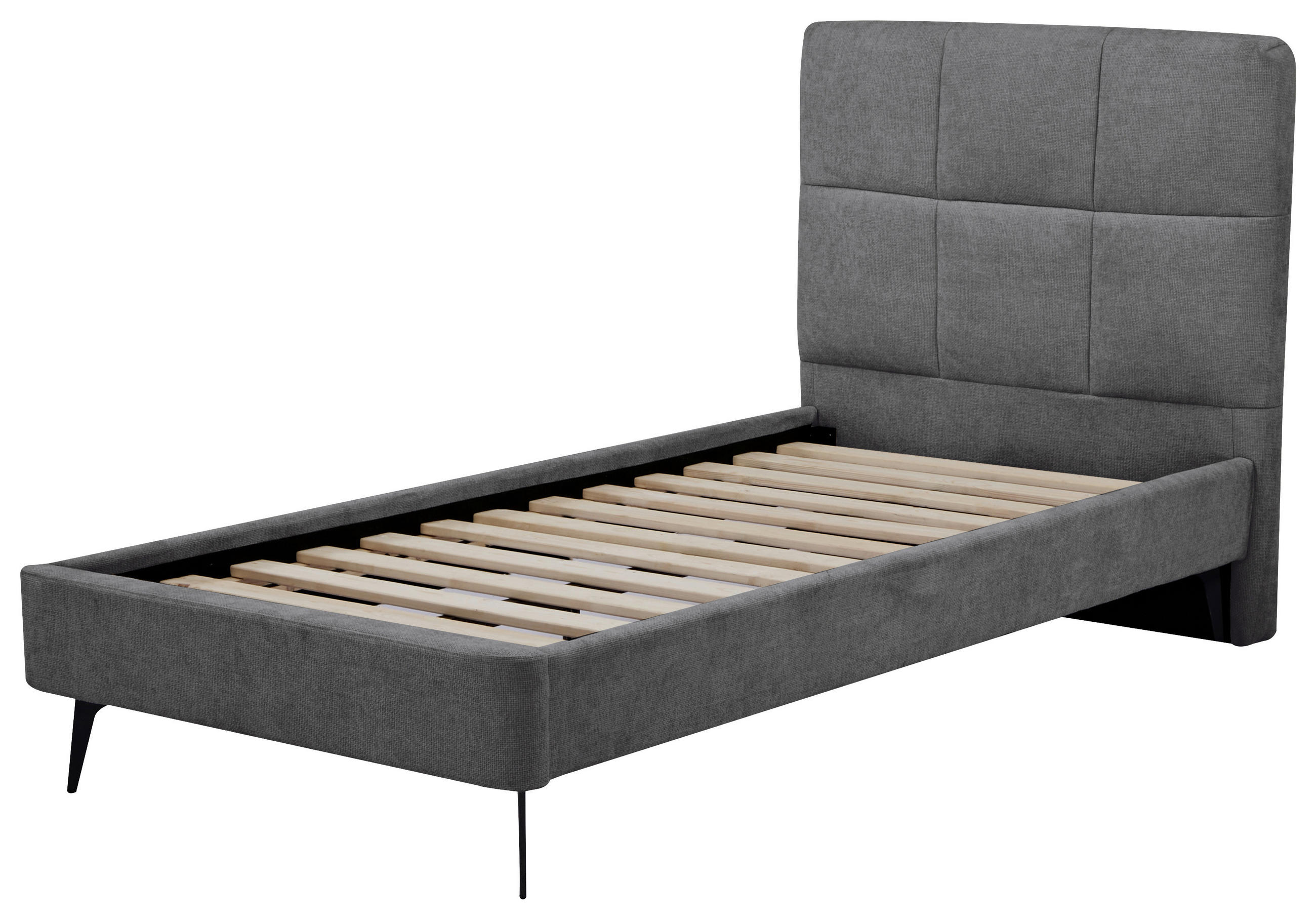 POLSTERBETT 90/200 cm  in Dunkelgrau  - Dunkelgrau/Naturfarben, Design, Holz/Textil (90/200cm) - Boxxx