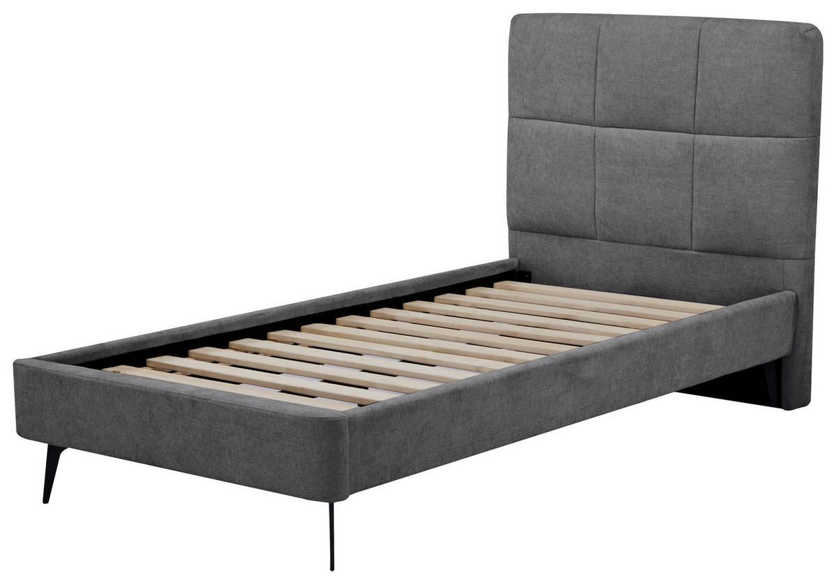 POLSTERBETT - Dunkelgrau/Naturfarben, Design, Holz/Textil (90/200cm) - Boxxx