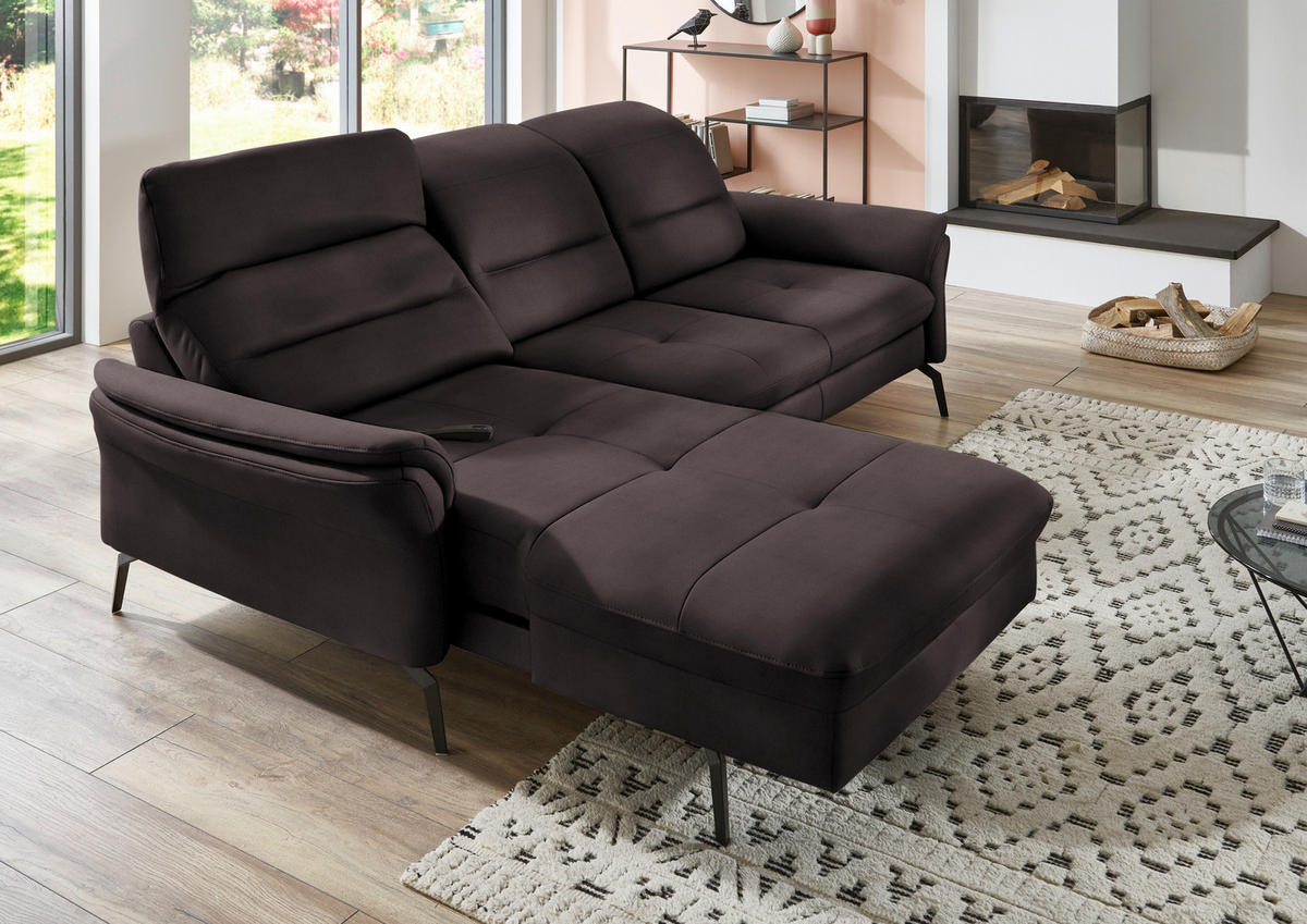 ECKSOFA in Flachgewebe Dunkelgrau  - Dunkelgrau/Schwarz, Konventionell, Textil/Metall (181/260cm) - Beldomo Speed