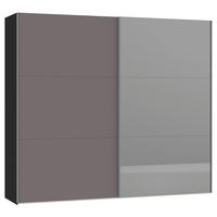SCHWEBETÜRENSCHRANK in Schwarz, Dunkelgrau  - Dunkelgrau/Silberfarben, Design, Glas/Holzwerkstoff (253/220/65cm) - Jutzler