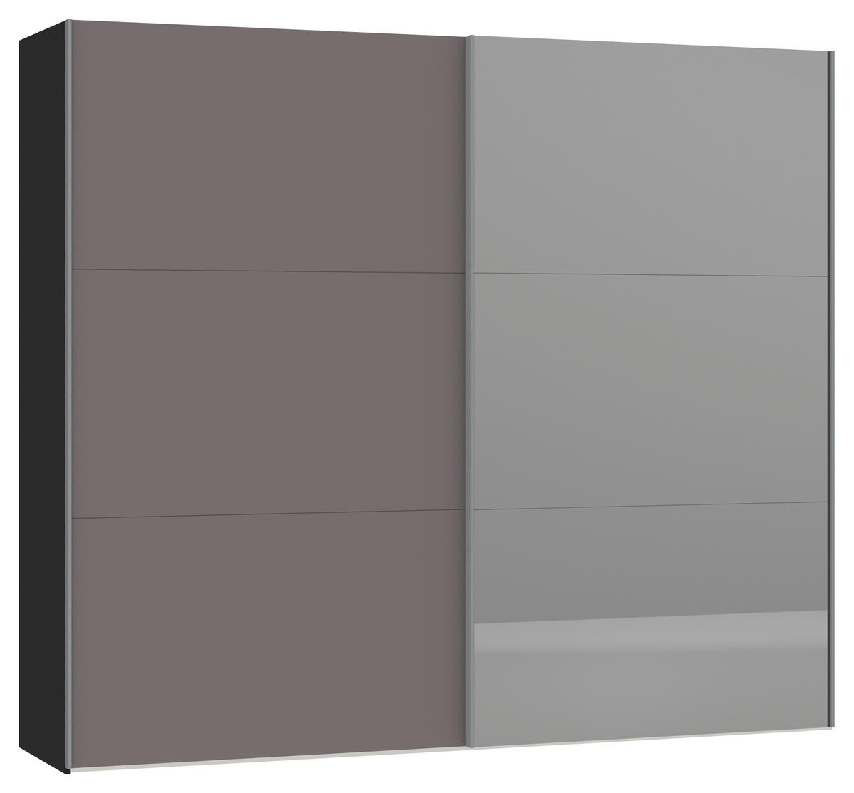 SCHWEBETÜRENSCHRANK in Schwarz, Dunkelgrau  - Dunkelgrau/Silberfarben, Design, Glas/Holzwerkstoff (253/220/65cm) - Jutzler