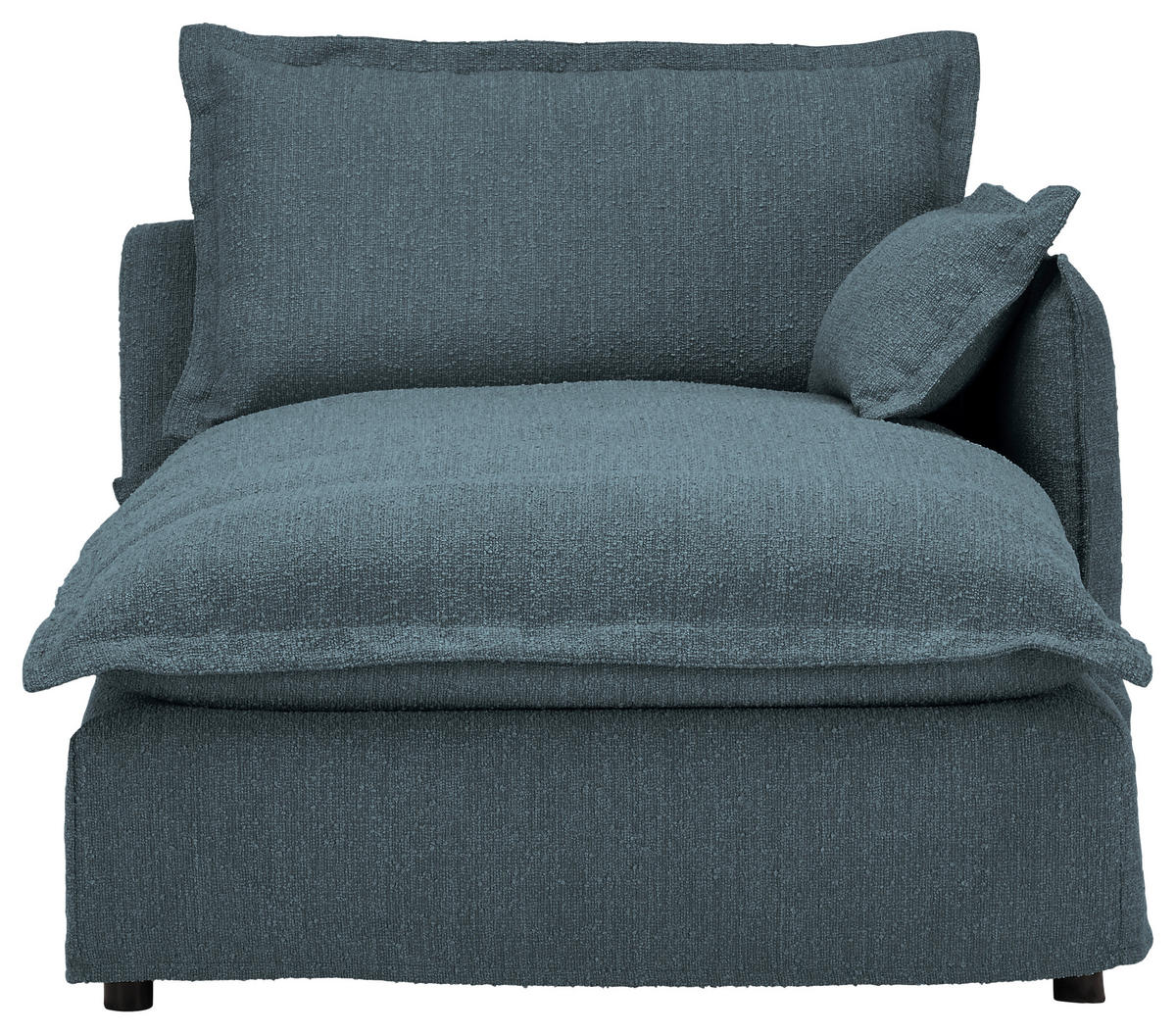 HUSSEN-ECKSOFA in Flachgewebe, Bouclé Blau  - Blau/Schwarz, Trend, Textil/Metall (295/165cm) - Livetastic