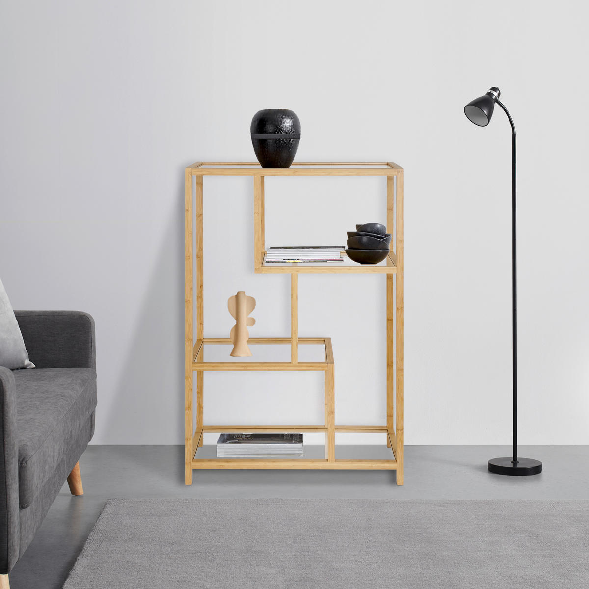 HYLLA i 77/111/34 cm naturfärgad  - naturfärgad, Basics, glas/trä (77/111/34cm) - Xora