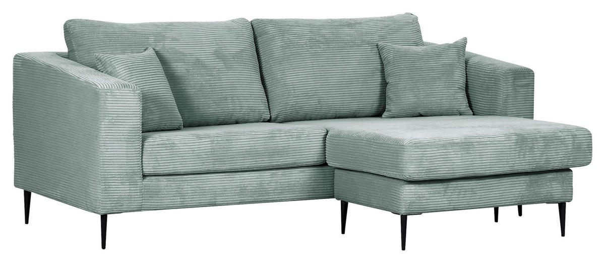 ECKSOFA in Cord Olivgrün  - Schwarz/Olivgrün, Konventionell, Holz/Textil (212/155cm) - Carryhome