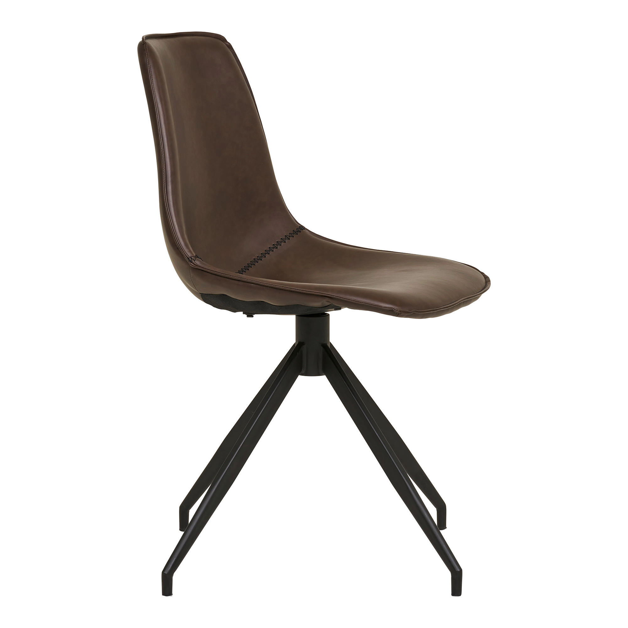 STOLSET 2 styck läderimitation  - svart/mörkbrun, Modern, metall/textil (48/86/56cm) - MID.YOU