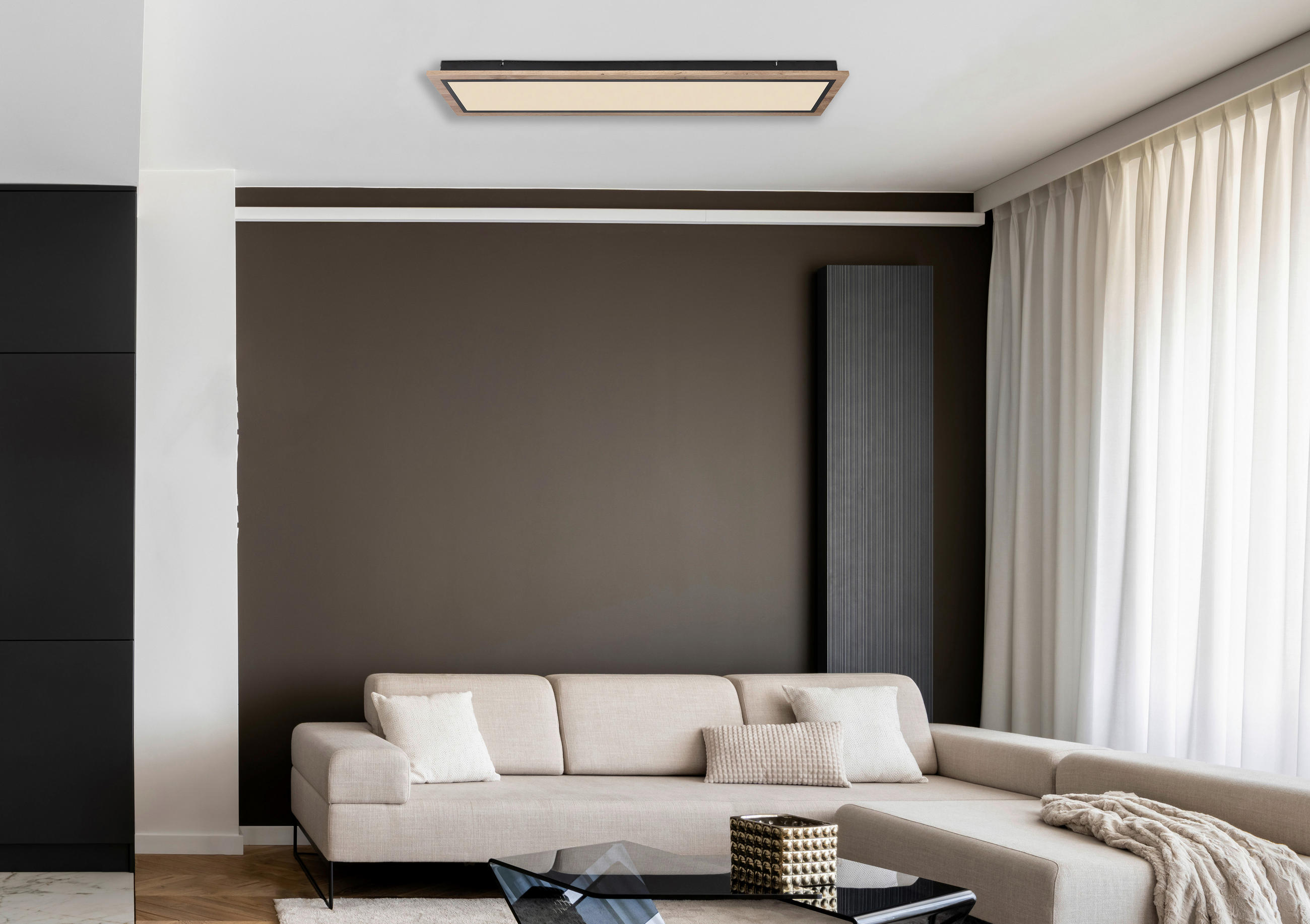 LED-DECKENLEUCHTE - Dunkelbraun/Opal, Basics, Kunststoff/Metall (80/20/5,5cm) - Globo