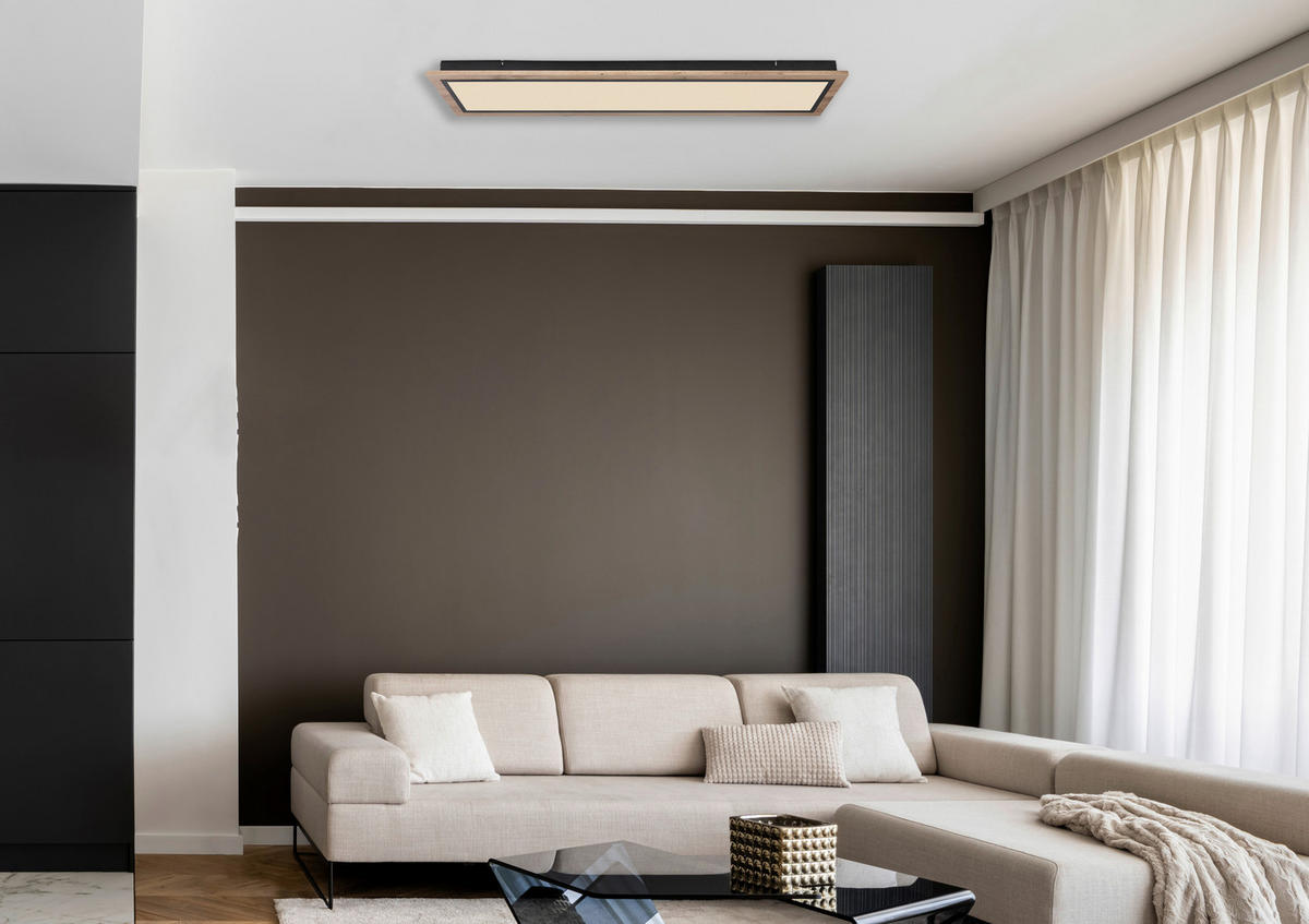 LED-DECKENLEUCHTE 24 W     - Dunkelbraun/Opal, Basics, Kunststoff/Metall (80/20/5,5cm) - Globo