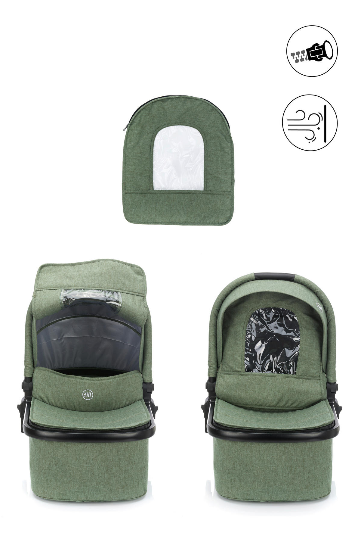 SET DJEČJIH KOLICA  JAGUAR  - zelena/crna, Basics, tekstil/metal (50/45/85cm) - Fillikid