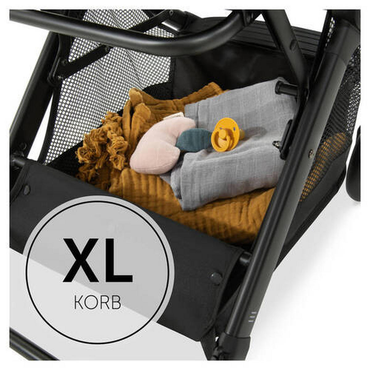 BUGGY Travel N Care  - Schwarz/Dunkelblau, Basics, Metall (86/50/104cm) - Hauck