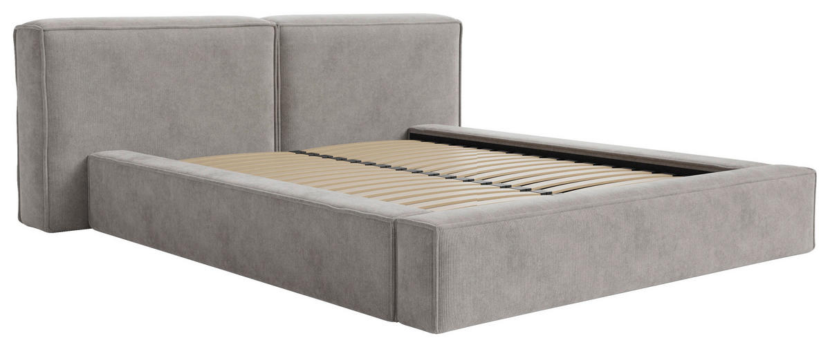 POLSTERBETT Lattenrost, Bettkasten 180/200 cm  in Hellgrau  - Hellgrau/Schwarz, Design, Holz/Textil (180/200cm) - Boxxx