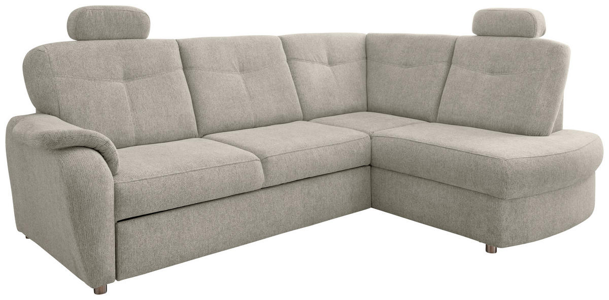 ECKSCHLAFSOFA in Chenille Beige  - Chromfarben/Beige, Modern, Kunststoff/Textil (264/180cm) - Livetastic