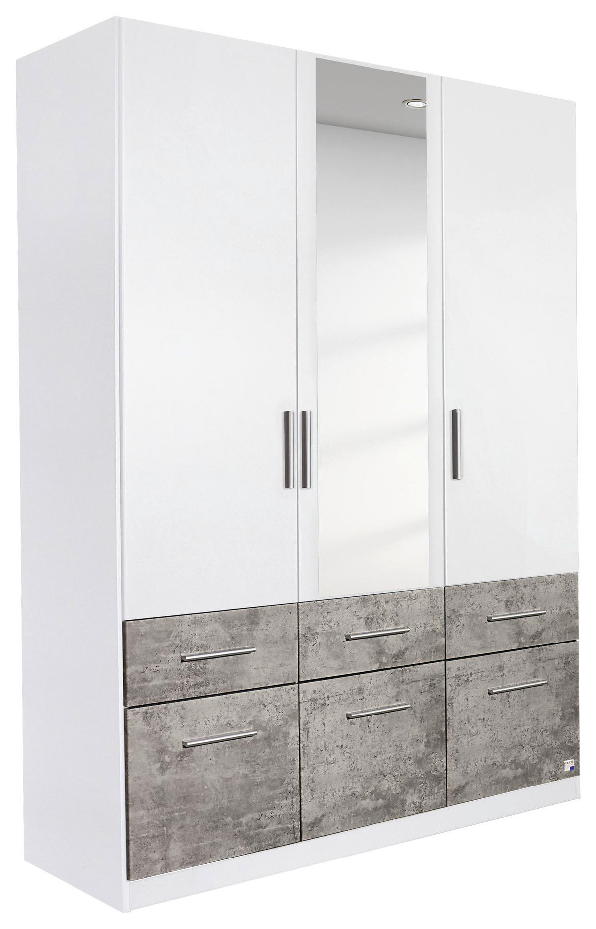 DREHTÜRENSCHRANK 3-türig Grau, Weiß  - Alufarben/Weiß, Basics, Holzwerkstoff/Kunststoff (136/197/54cm) - Xora