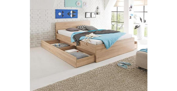 BETTKASTEN Sonoma Eiche - Sonoma Eiche, KONVENTIONELL, Holzwerkstoff/Kunststoff (199/23/64cm) - Carryhome