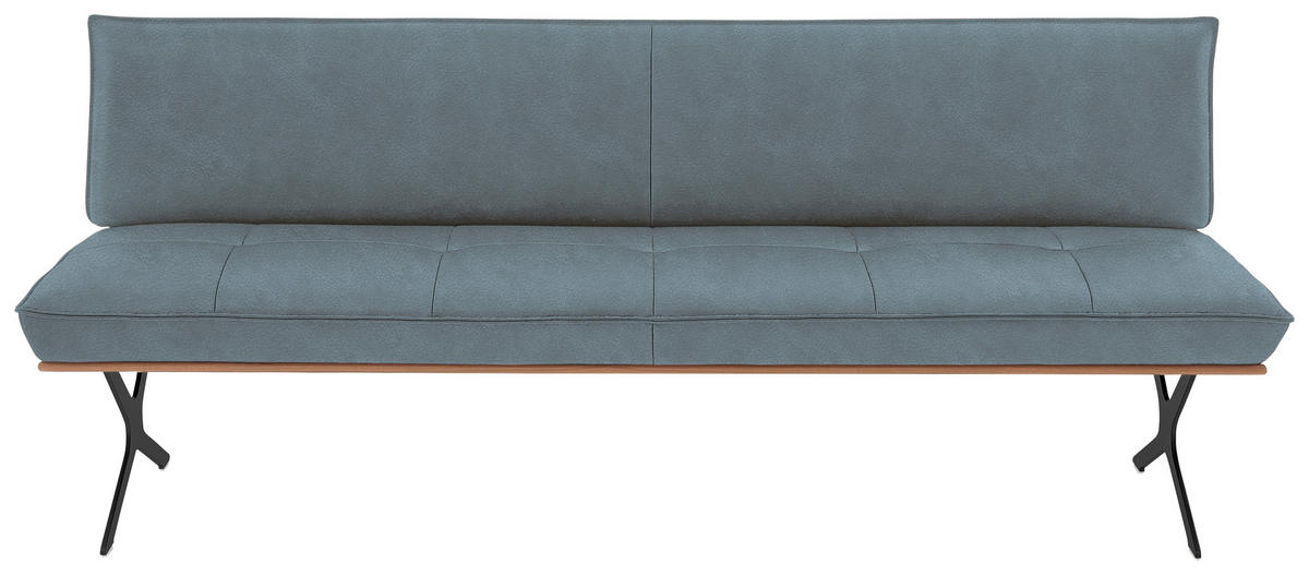 SITZBANK in Holz, Metall, Leder Schwarz, Graublau  - Graublau/Schwarz, Design, Leder/Holz (214/88/66cm) - Koinor