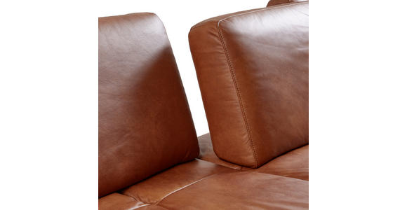 ECKSOFA Braun Echtleder  - Bronzefarben/Braun, Design, Leder/Metall (314/176cm) - Valnatura