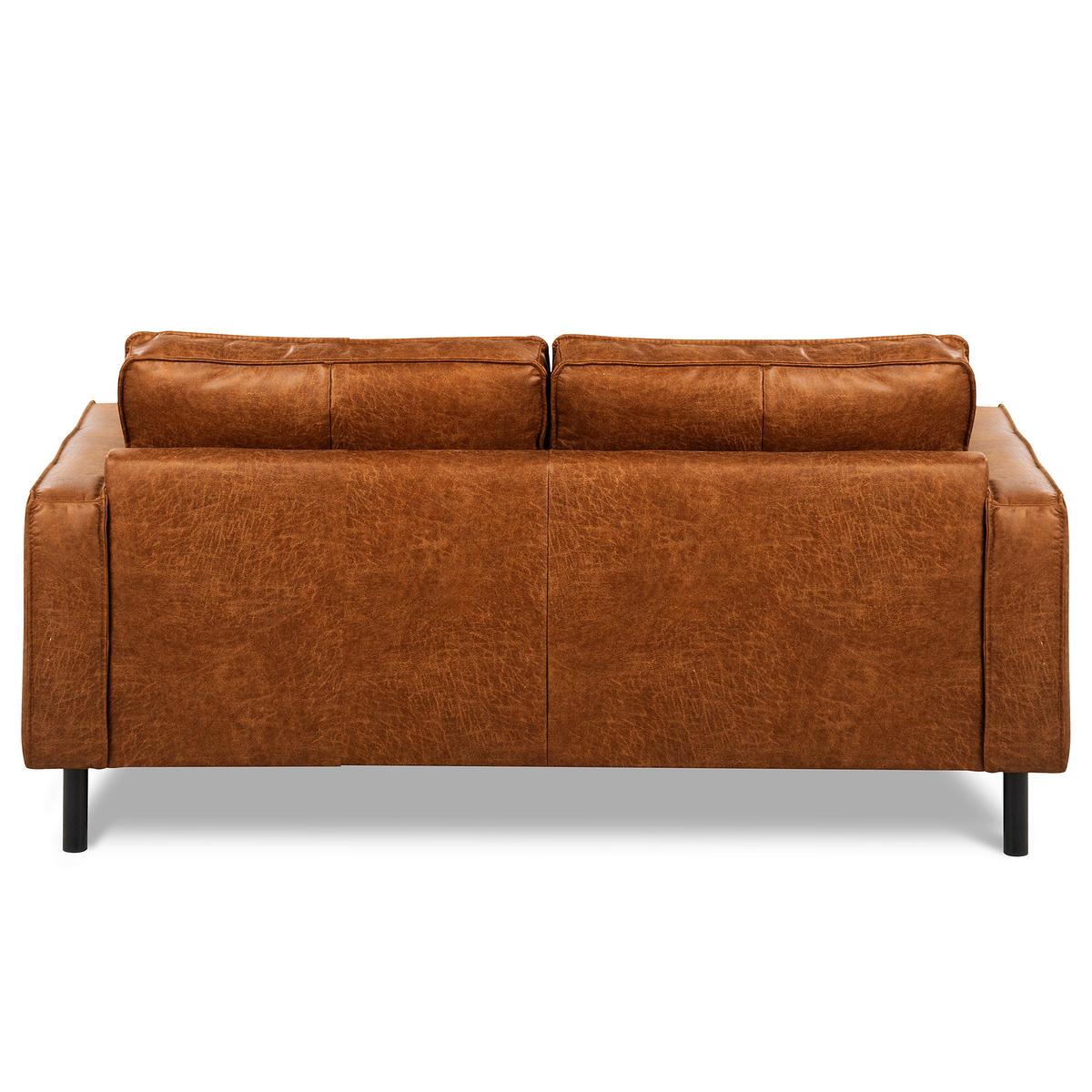 2,5-SITZER Cognac Echtleder Lederlook  - Cognac/Schwarz, Design, Leder/Textil (168/85/92cm) - Livetastic