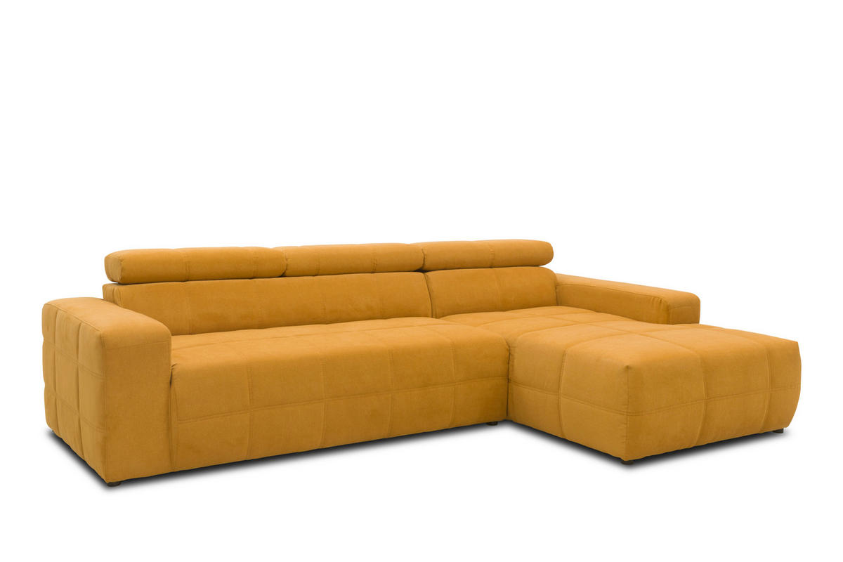 ECKSOFA Orange Mikrofaser  - Schwarz/Orange, Design, Kunststoff/Textil (285/175cm) - MID.YOU
