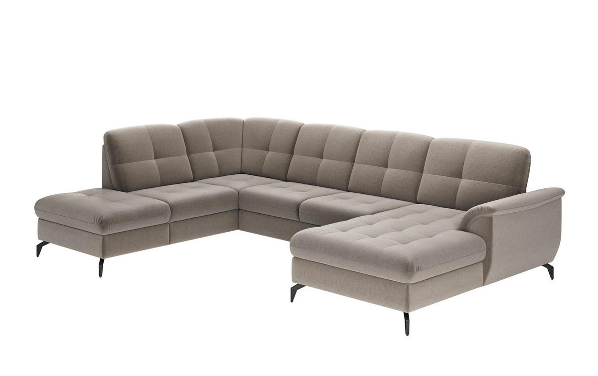 WOHNLANDSCHAFT in Flachgewebe Taupe  - Taupe/Schwarz, Modern, Textil/Metall (212/319/164cm) - Sit & More