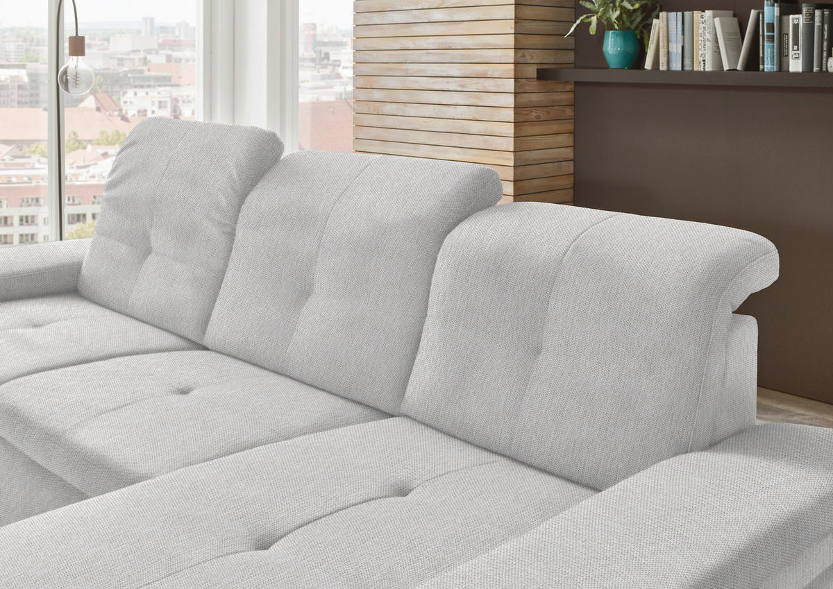 ECKSOFA in Flachgewebe Creme  297/174 cm  - Creme/Schwarz, Design, Textil/Metall (297/174cm) - Beldomo Style