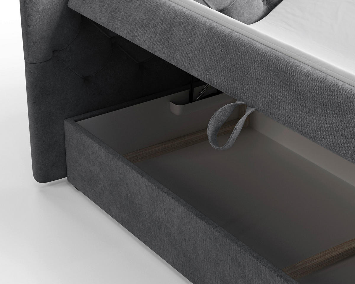 BOXBETT 140/200 cm  in Anthrazit  - Anthrazit/Schwarz, MODERN, Holz/Kunststoff (140/200cm) - MID.YOU
