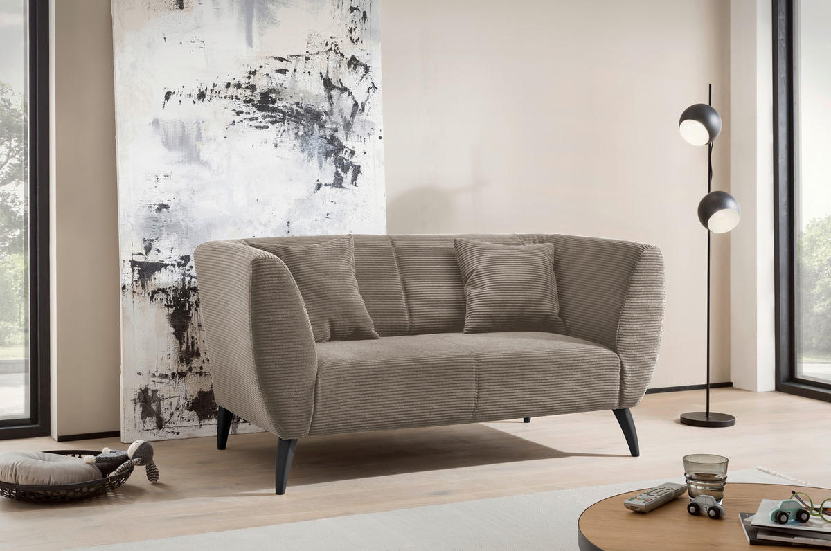 2-SITZER-SOFA in Cord Graubraun  - Graubraun/Schwarz, Modern, Holz/Textil (172/83/88cm) - MID.YOU