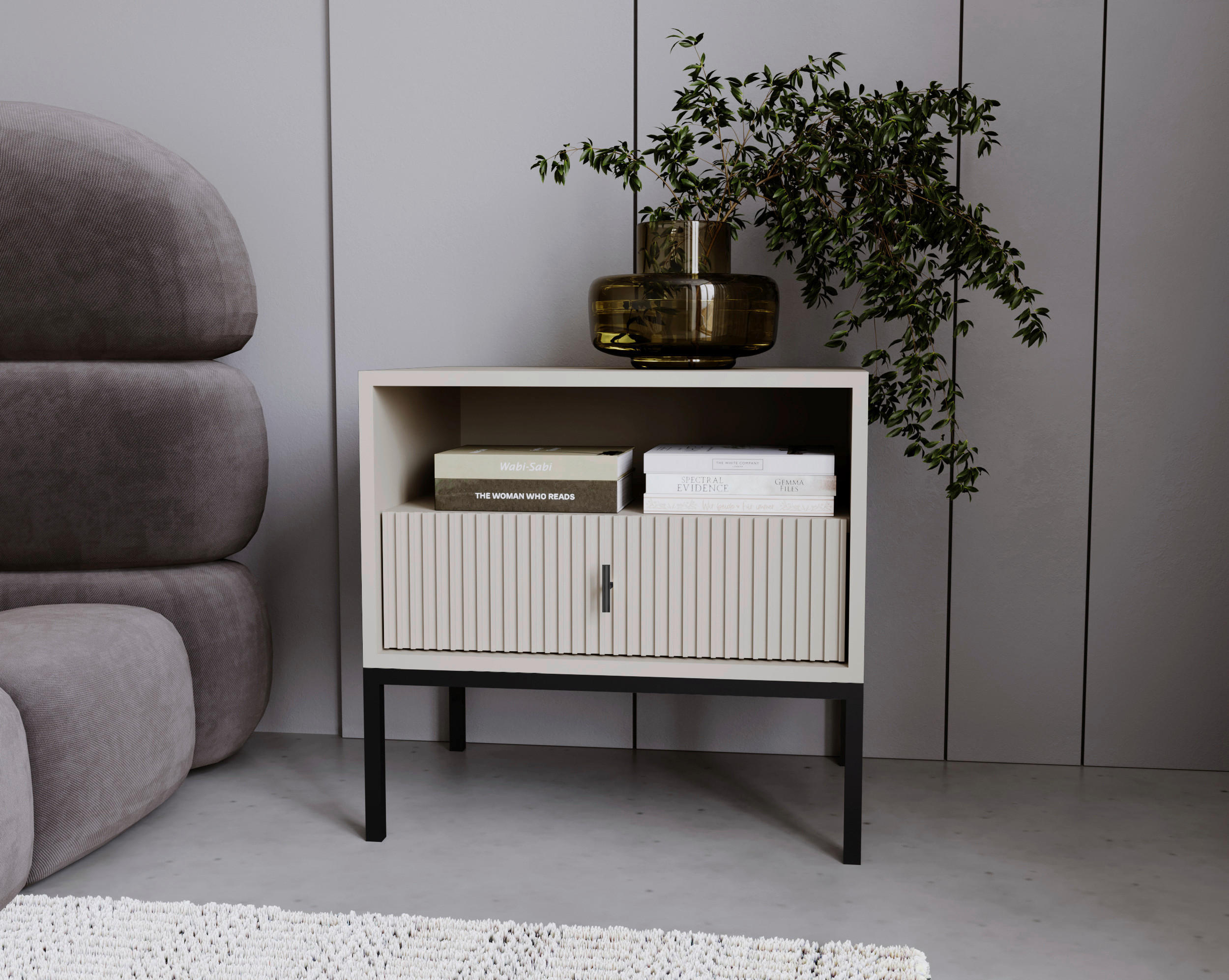 NACHTSCHRANK 53,9/52,4/39 cm  - Kaschmir/Schwarz, Design, Holzwerkstoff/Metall (53,9/52,4/39cm) - Boxxx