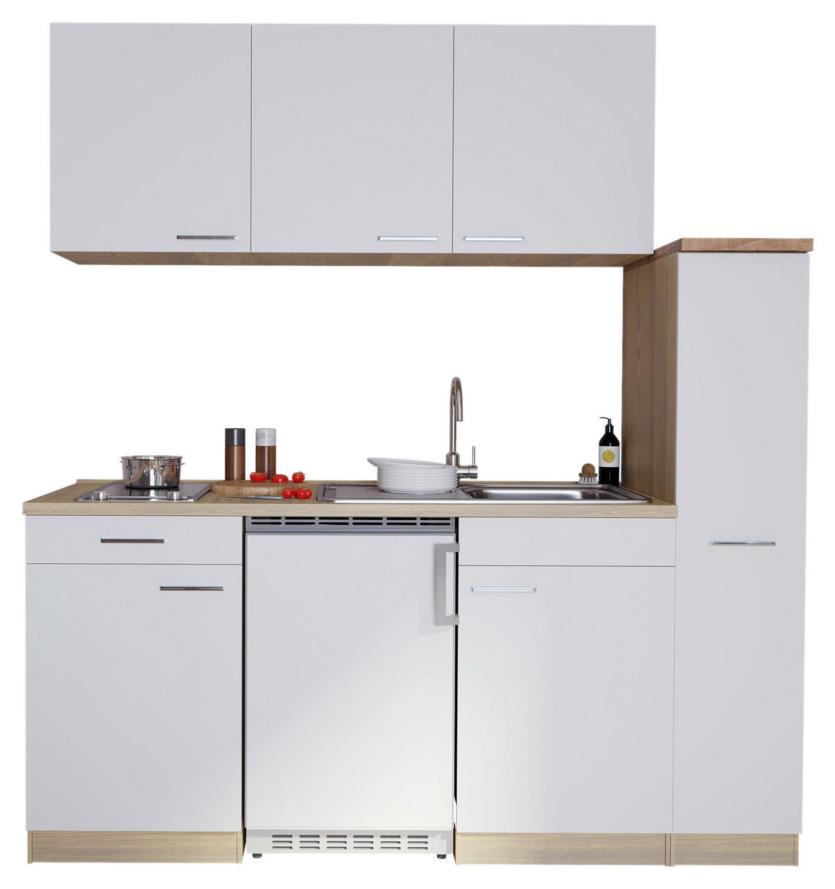 MODULKÖK 180 cm   i vit  - vit/aluminiumfärg, Basics, trämaterial/plast (180cm) - Respekta