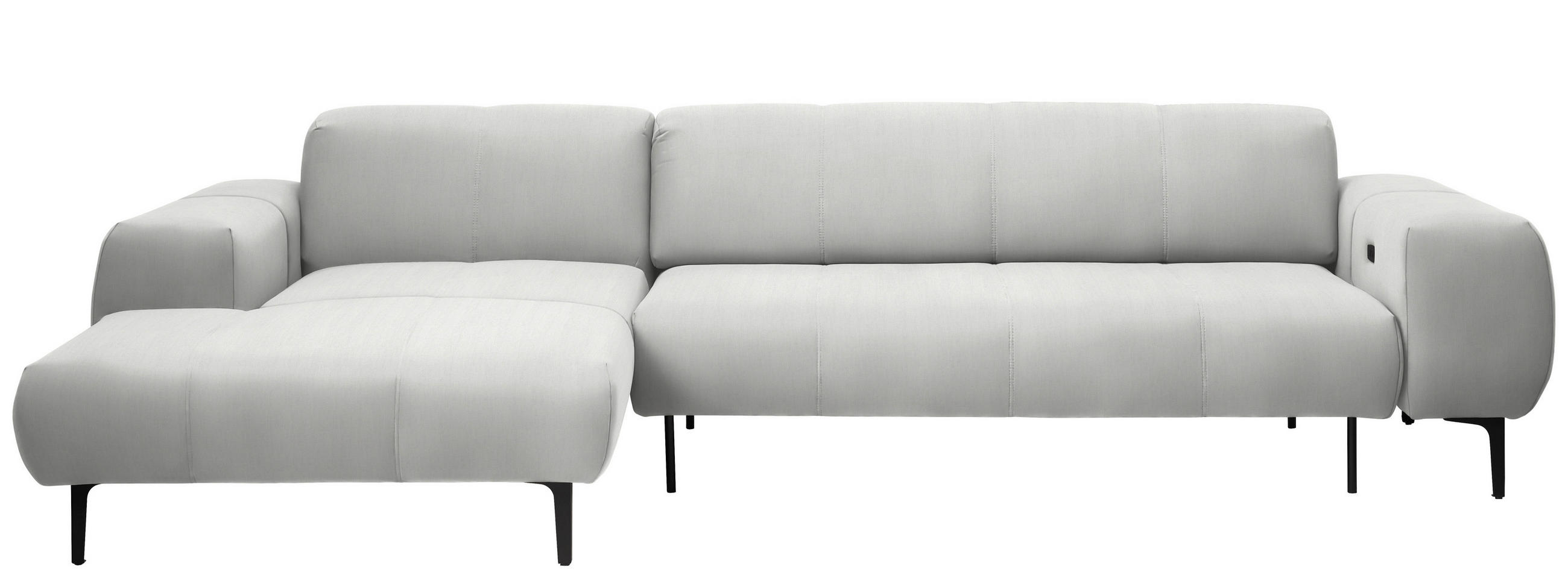 ECKSOFA in Chenille Weiss  - Weiss/Schwarz, Design, Textil/Metall (167/311cm) - Xora