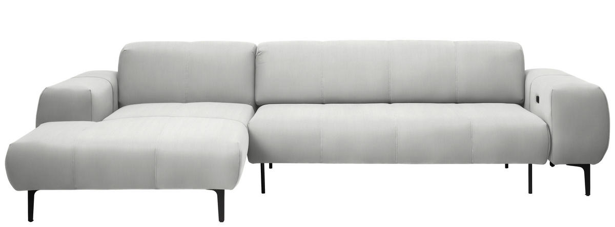 ECKSOFA in Chenille Weiss  - Weiss/Schwarz, Design, Textil/Metall (167/311cm) - Xora