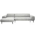 ECKSOFA in Chenille Weiß  167/311 cm  - Schwarz/Weiß, Design, Textil/Metall (167/311cm) - Xora