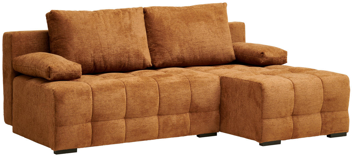 ECKSOFA Rostfarben Chenille  - Rostfarben/Schwarz, MODERN, Kunststoff/Textil (204/145cm) - home24