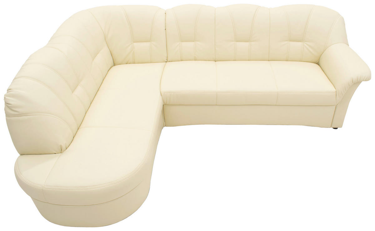 ECKSOFA Beige Lederlook  - Beige/Schwarz, KONVENTIONELL, Kunststoff/Textil (180/243cm) - MID.YOU