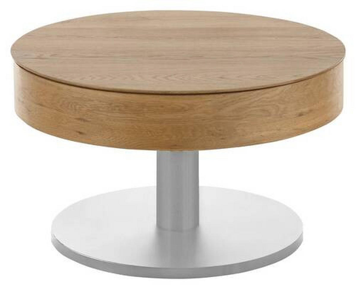 MĂSUȚĂ DE CAFEA lemn, metal, material pe bază de lemn 60/60/47 cm   - culoare inox/culoare lemn stejar, Konventionell, lemn/metal (60/60/47cm) - Carryhome