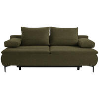 BOXSPRINGSOFA in Webstoff Olivgrün  - Schwarz/Olivgrün, Konventionell, Textil/Metall (204/93/100cm) - Livetastic