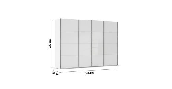 SCHWEBETÜRENSCHRANK  in Weiß  - Chromfarben/Weiß, KONVENTIONELL, Glas/Holzwerkstoff (316/235/68cm) - Novel