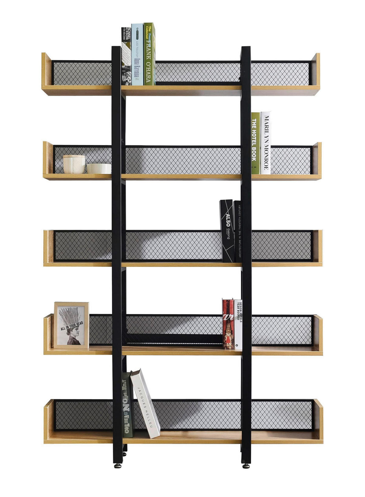 REGAL  120/180/30 cm Naturfarben, Schwarz  - Schwarz/Naturfarben, Design, Holzwerkstoff/Metall (120/180/30cm) - Livetastic