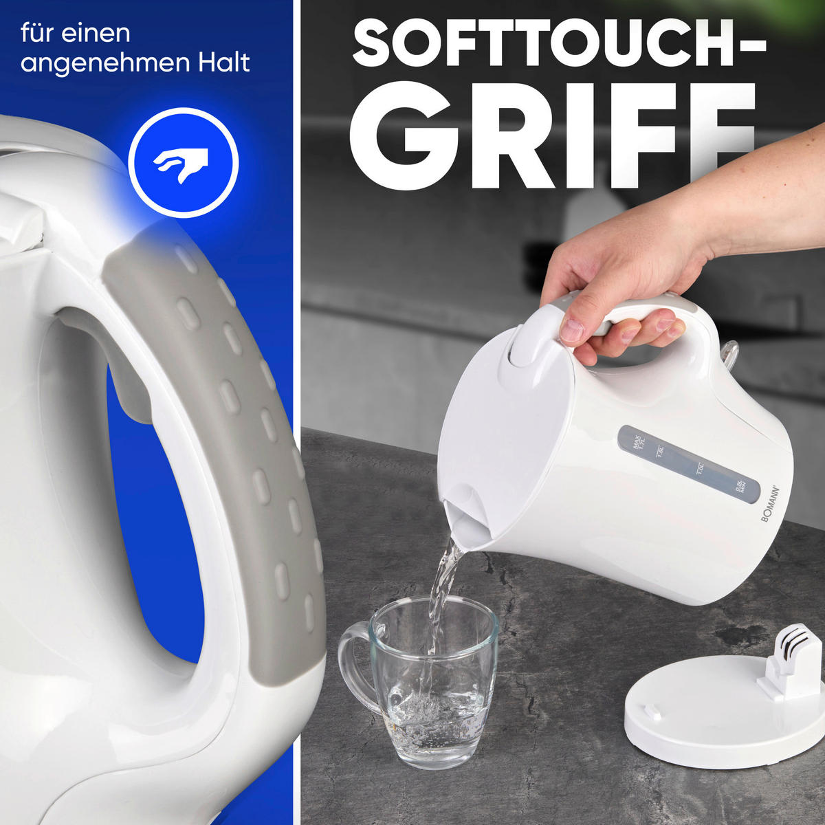 WASSERKOCHER 1,7 L  - Weiß, Basics, Kunststoff (13,4/25,0/21,7cm) - Bomann