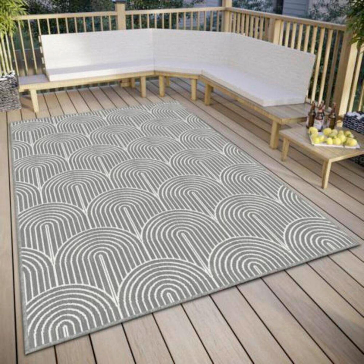 OUTDOORTEPPICH 160/230 cm Pangli Silberfarben, Weiß  - Silberfarben/Weiß, Design, Kunststoff (160/230cm)