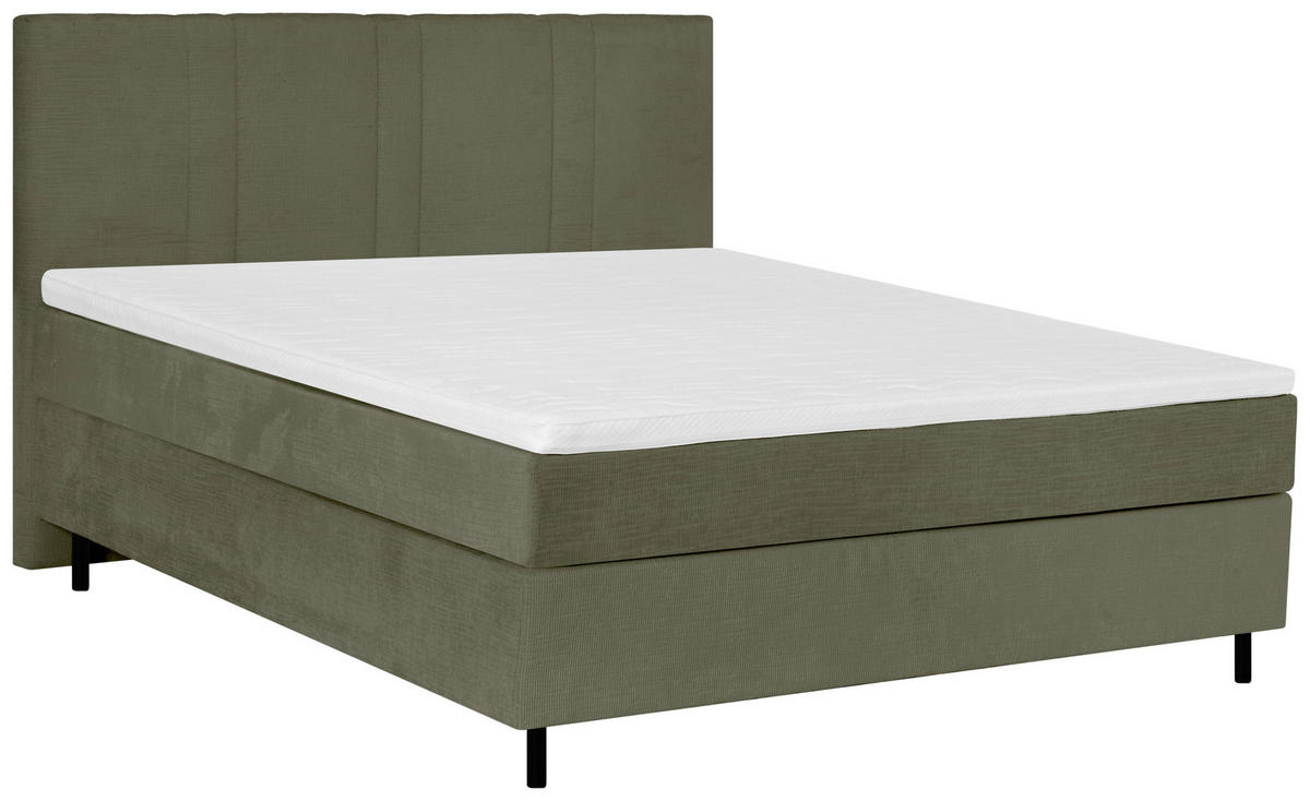 BOXSPRINGBETT 120/200 cm  in Dunkelgrün  - Dunkelgrün/Schwarz, Design, Textil/Metall (120/200cm) - Welnova